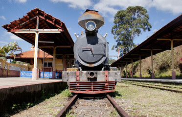 Old locomotive in São Roque, on the old wine route. Touristic place in the interior of the state of São Paulo.    