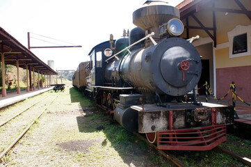 Old locomotive in São Roque, on the old wine route. Touristic place in the interior of the state of São Paulo.    
