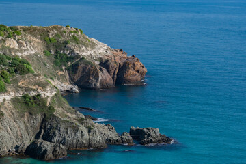Rock in the sea bay. Sea bay rock view. 