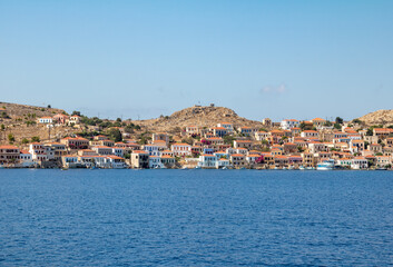 Naklejka na ściany i meble Chalki Island, one of the Dodecanese islands of Greece, close to Rhodes.