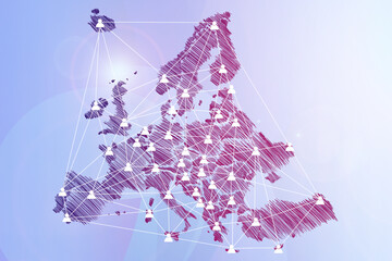 Globalna komunikacja  w Europie - ilustracja - obrazy, fototapety, plakaty