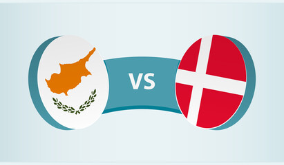 Cyprus versus Denmark, team sports competition concept.