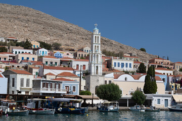 Fototapeta premium Chalki Island, one of the Dodecanese islands of Greece, close to Rhodes.
