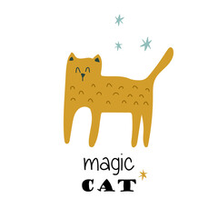 cartoon red cat. poster.