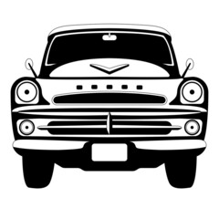 old vintage american car, vector illustration,flat style, front