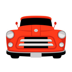 old vintage american car, vector illustration,flat style, front view