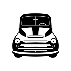 old vintage american car, vector illustration, lining draw , front view