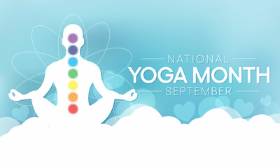 National Yoga month is observed every year in September, The purpose of this month is to promote the health benefits of yoga and inspire a healthy lifestyle. Vector illustration