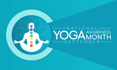 National Yoga month is observed every year in September, The purpose of this month is to promote the health benefits of yoga and inspire a healthy lifestyle. Vector illustration