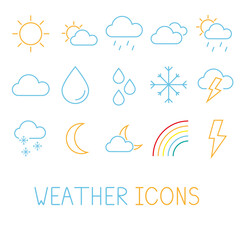 Weather linear color icons, weather elements for decorations or logo, meteorology