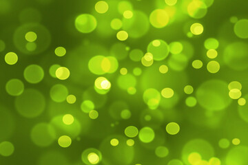 Bokeh blurred light abstract colorful background. New year holidays decoration concept glitter vintage green background.