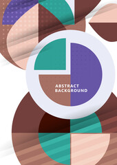 Obraz premium Dynamic trendy geometric abstract background. Modern overlapping round shapes. Corporate design. Template for a poster, banner, business card, postcard. Vector