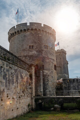 Medieval fort in the port of La Rochelle. Coastal town in southwestern France