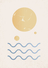 modern abstract poster multicolored retro sun and sea