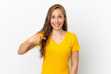 Young caucasian woman isolated on white background with surprise facial expression
