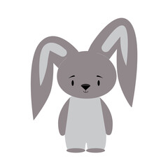 Postcard with a cute bunny. Isolated on white background