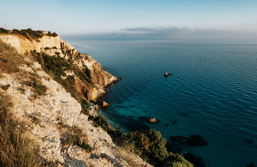 Fototapeta na wymiar A cliff above the sea, sea coast