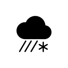 Raincloud with snow glyph icon. Weather sign