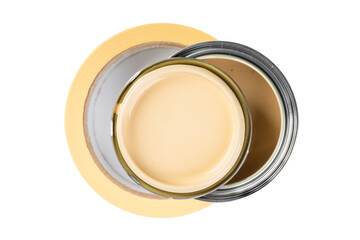 Paint can and painters tape top view