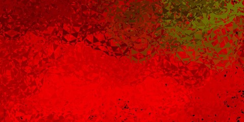 Dark green, red vector texture with random triangles.