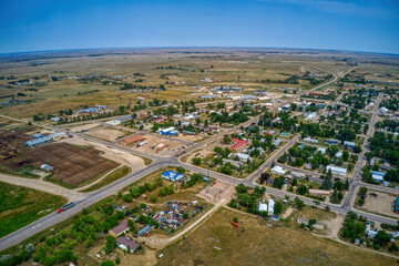 Aerial View of the Town of Faith in Northwest South Dakota