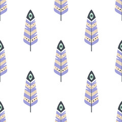 seamless pattern with magic feathers, vector illustration