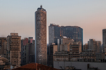 Edifício Itália e Copan no Centro de São Paulo no pôr do sol