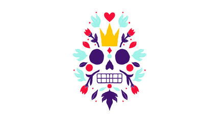 Skull king and flowers