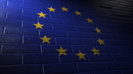 Europe's national flag painted on bricks