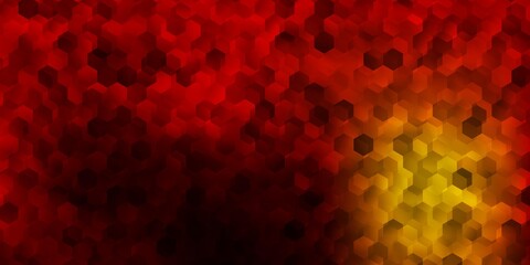 Light red, yellow vector texture with colorful hexagons.