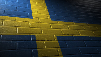 Sweden's national flag painted on bricks