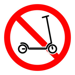 Scooter parking is prohibited. Scooter on a red sign.