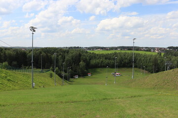 Obraz premium extreme ski park in summer with tracks