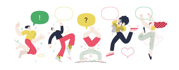 Happiness - happy people jumping in the air cheerfully