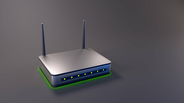 3d illustration of a wireless wlan router 
