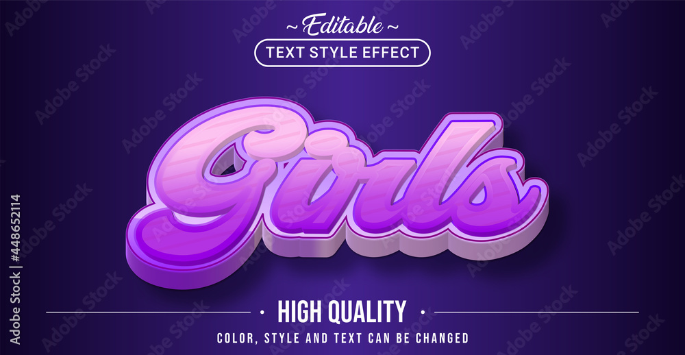 Aufkleber editable text style effect - girls text style theme.