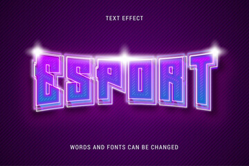 neon esport text effect 100% editable vector image