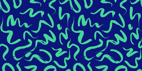 Vector seamless pattern with wavy brush strokes. Hand painted stylish texture for fabric, wallpaper, wrapping.