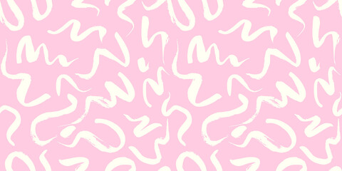Vector seamless pattern with wavy brush strokes. Hand painted stylish texture for fabric, wallpaper, wrapping.