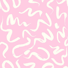 Vector seamless pattern with wavy brush strokes. Hand painted stylish texture for fabric, wallpaper, wrapping.