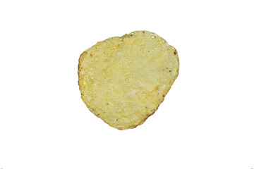 Potato chips isolated on a white background.