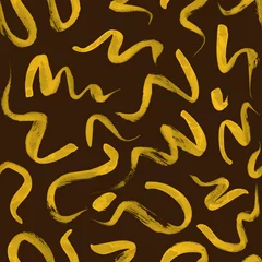  Vector naadloos patroon met golvende penseelstreken. Handgeschilderde stijlvolle textuur voor stof, behang, inwikkeling. © Oleksandra