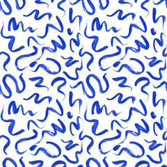 Vector seamless pattern with wavy brush strokes. Hand painted stylish texture for fabric, wallpaper, wrapping.