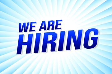 Hiring recruitment design for banner poster. We are hiring lettering with geometric shapes lines. Vector illustration typographic. Open vacancy design template.