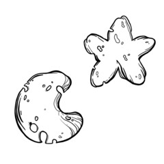 cute moon and star. coloring book for children. black line. doodle