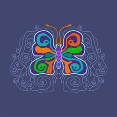 Butterfly on a blue background.