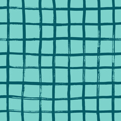 Seamless hand painted grid pattern. Abstract geometric background with crossing brush strokes.