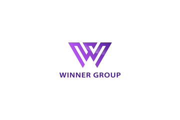 Letter W purple color creative 3d awesome aesthetic glittering technological corporate logo