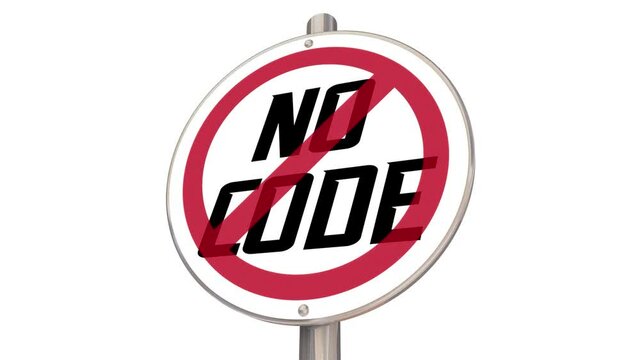 No-Code Development Software App Programming Platform Sign Low-Coding 3d Animation