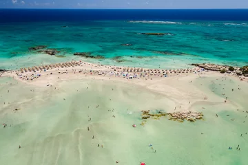 Cercles muraux  Plage d'Elafonissi, Crète, Grèce Vue aérienne d& 39 une belle plage de sable étroite et de lagons chauds et peu profonds (plage d& 39 Elafonissi, Crète)